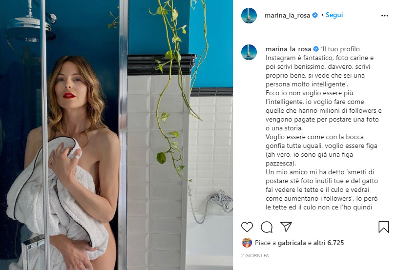 Marina La Rosa e lo scatto bollente su Instagram con annessa polemica